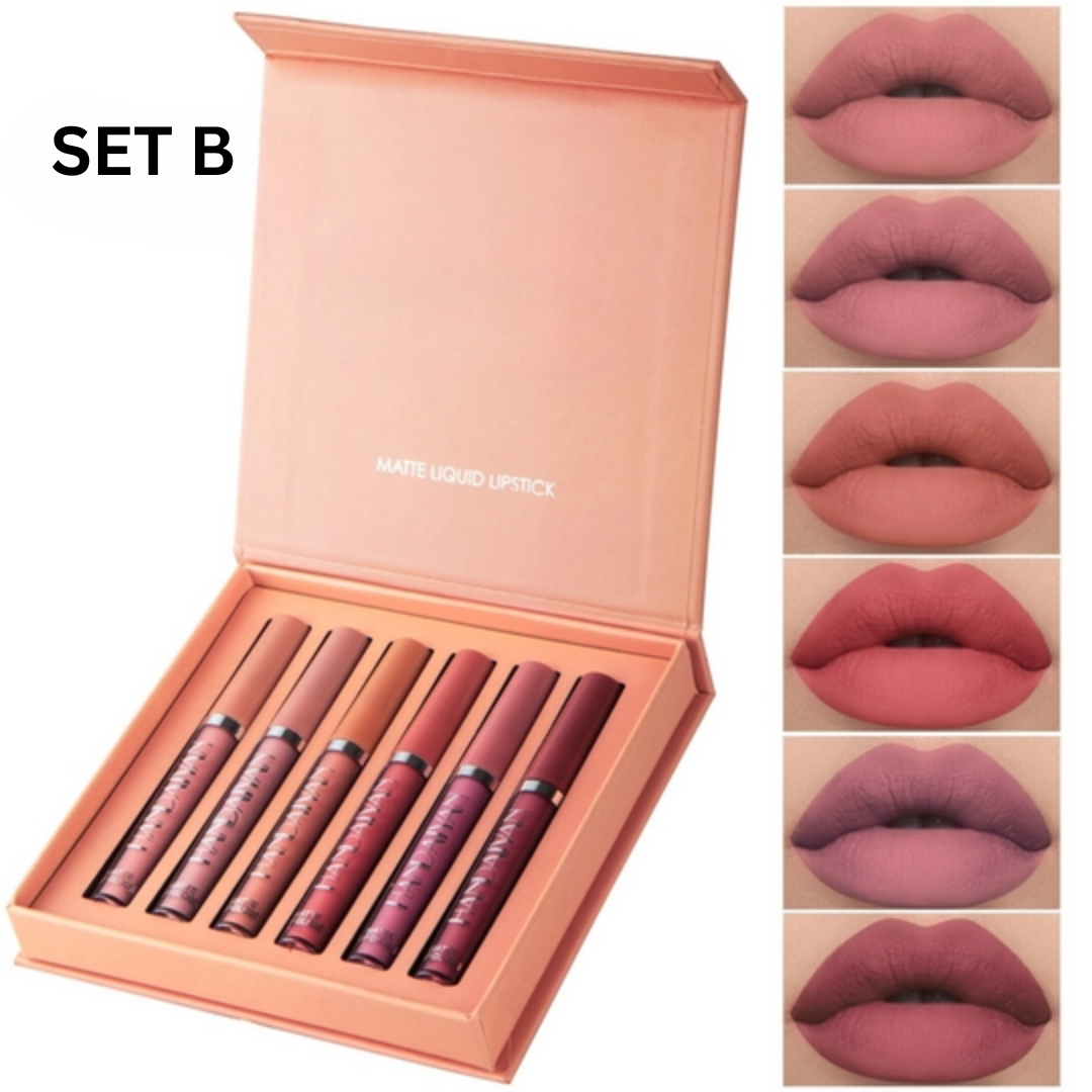 PlushPout™ - Matte vloeibare lippenstift (Set van 6)