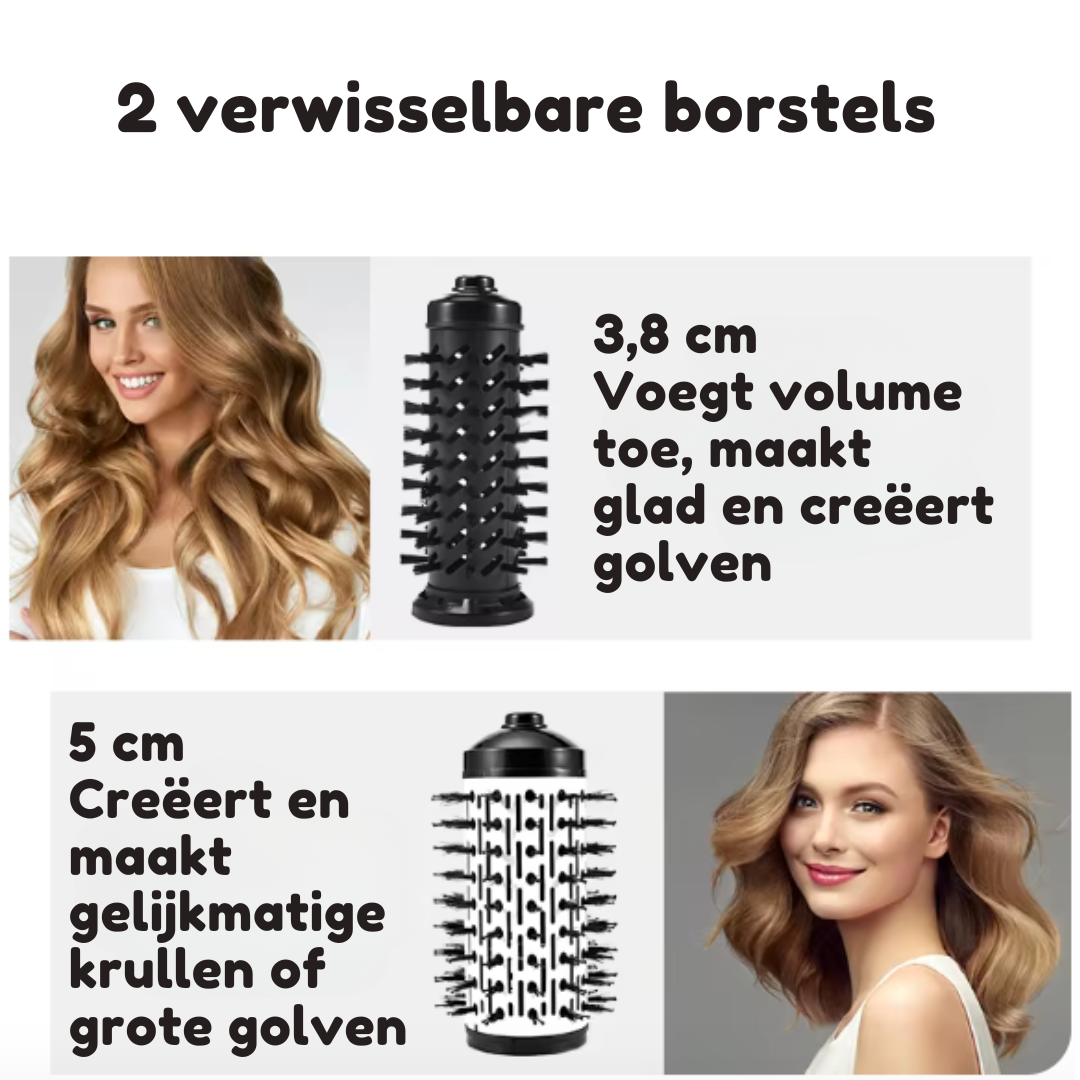 AirGlam™ - 3-in-1 roterende stijltang en styler (voor alle haartypes)